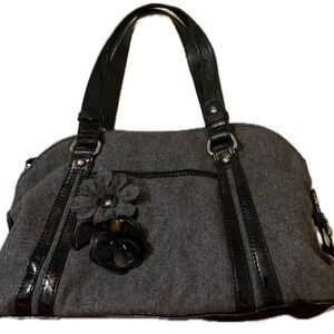 Nine West & Co. Gray Shoulder Bag with Black Leather Handles and Silver Hardware